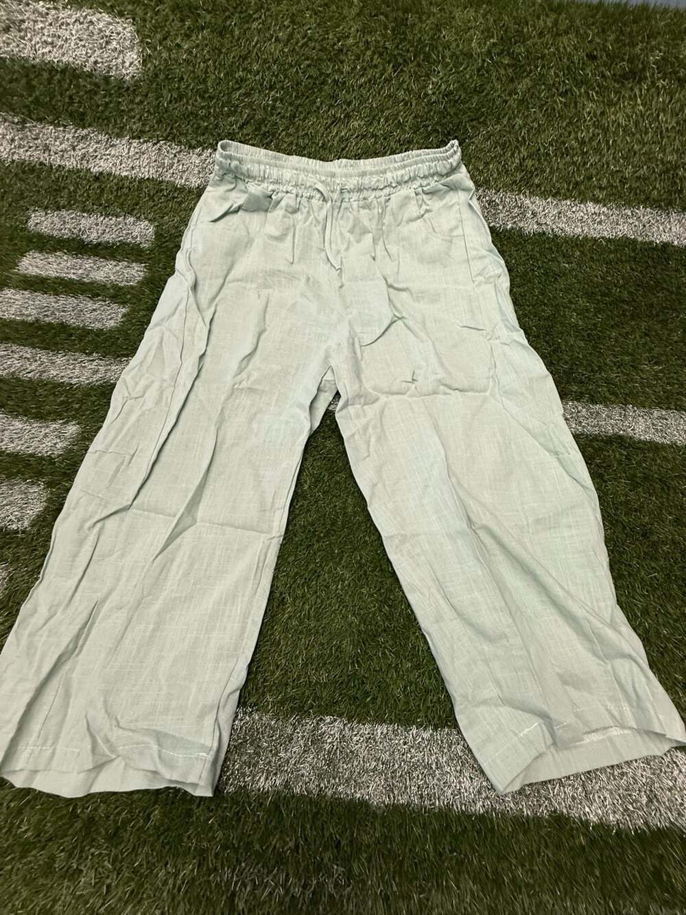 Sage Green Casual Lightweight Drawstring Elastic Waist Wide Leg Beach Pants